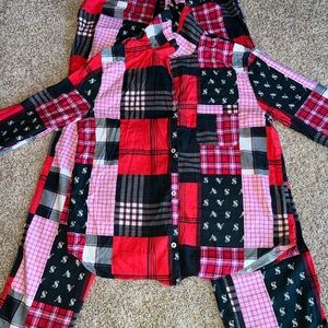 Victoria's Secret Plaid Pajama Set - Red, Pink, Black size small